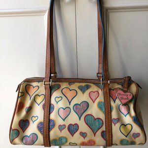 Dooney & Bourke coated canvas heart purse / bag leather shoulder strap